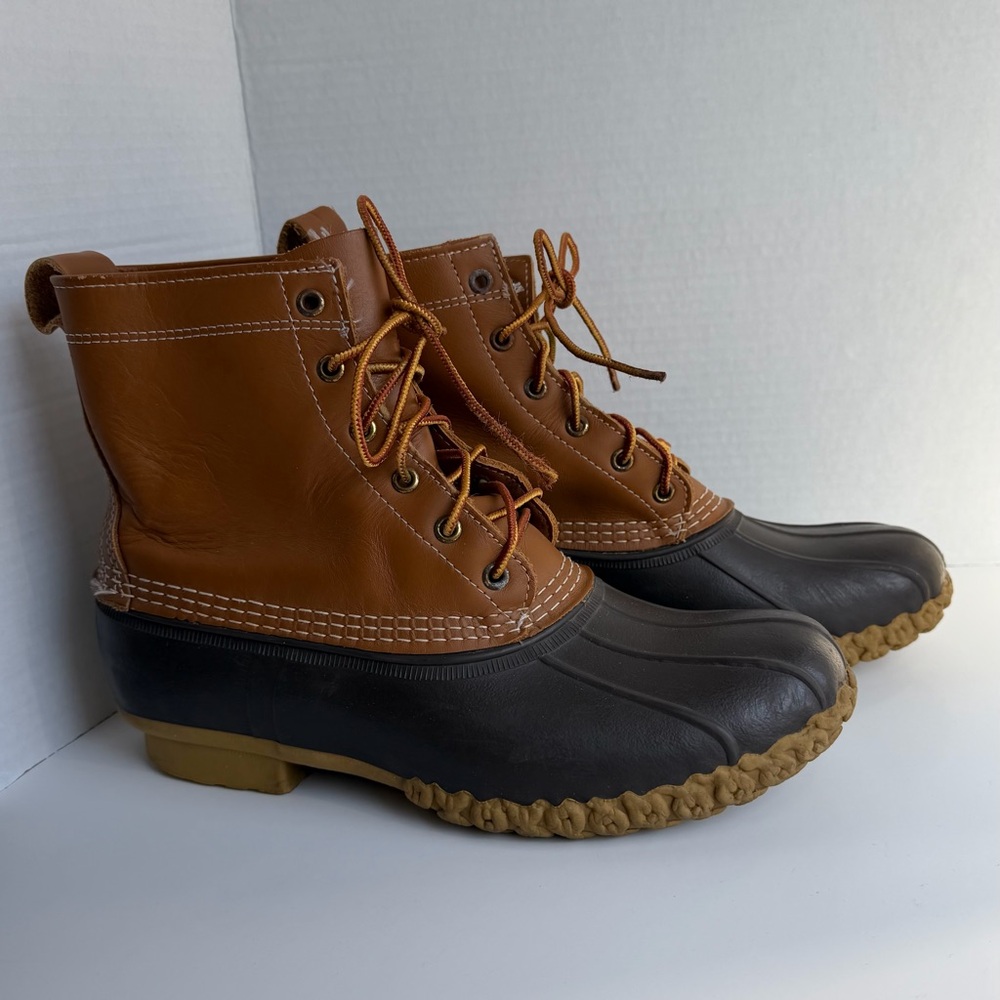 LL Bean Mens Duck Bean Boots Size 9 M Maine Leather Made in USA 8 Inch